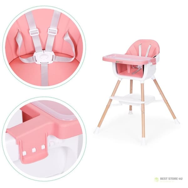 Babymatningsstol 2i1 rosa ECOTOYS