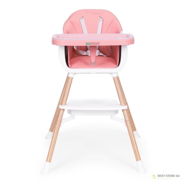 Babymatningsstol 2i1 rosa ECOTOYS