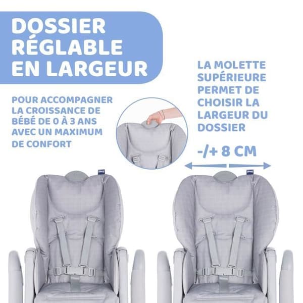 CHICCO barnstol Polly 2 Start - 4 hjul lyckligt silver