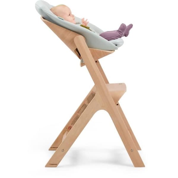 MAXI COSI Newborn Kit Nesta Wooden Barnstol, från födsel till 9 kg, Beyond Sky Grey