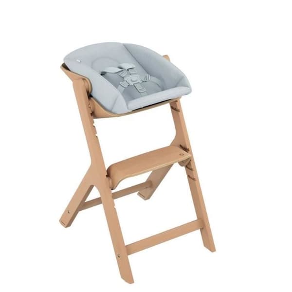 MAXI COSI Newborn Kit Nesta Wooden Barnstol, från födsel till 9 kg, Beyond Sky Grey