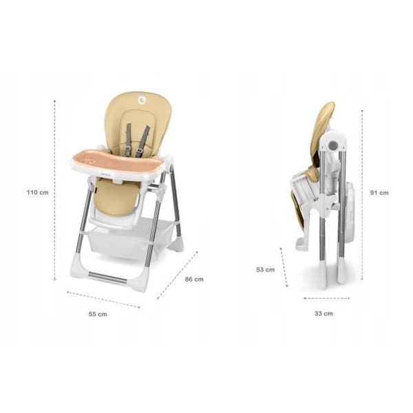 LIONELO Linn Plus - Skalbar barnstol - Fällbar - Kompakt - Justerbar höjd - Från 6 månader till 3 år (15kg) - Beige