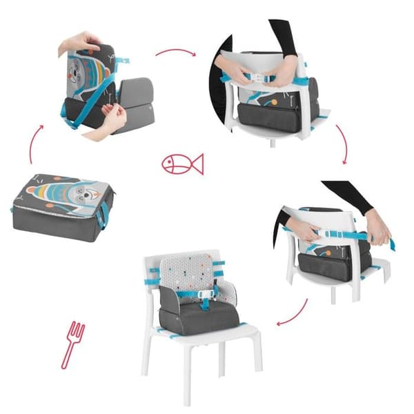 Nomadic Child Booster Chair - BADABULLE - Yummy Travel - Universal - Ultra Compact - Stor förvaring