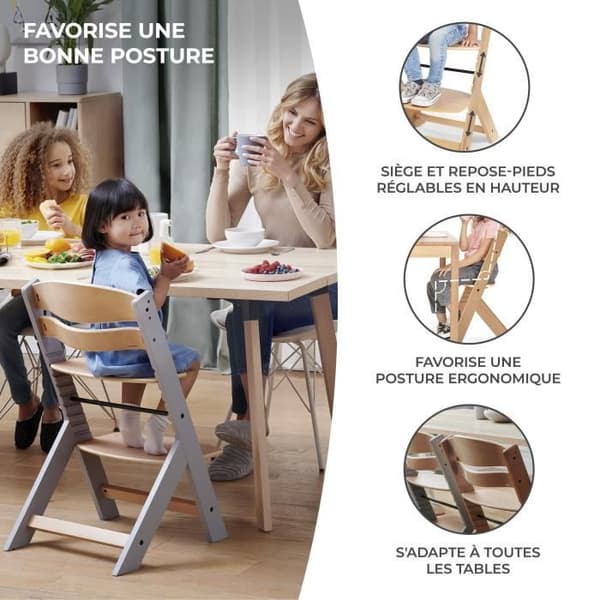 Kinderkraft 3-i-1 barnstol ENOCK - skalbar och ergonomisk - Vit
