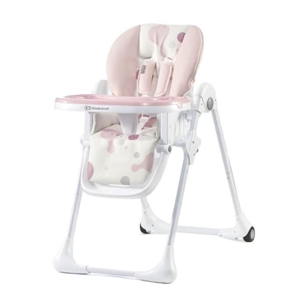 KINDERKRAFT YUMMY rosa justerbar barnstol - För babyflickor från 6 månader till 3 år - Fällbar och bekväm