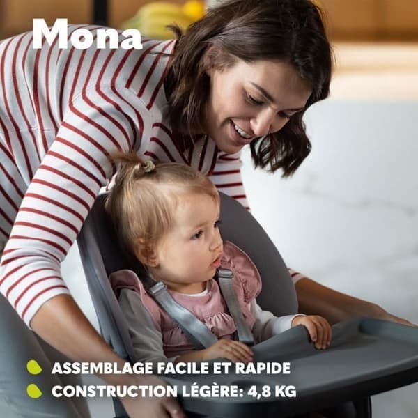 Lionelo Baby Barnstol Mona Justerbar Skandinavisk Stil - Grå
