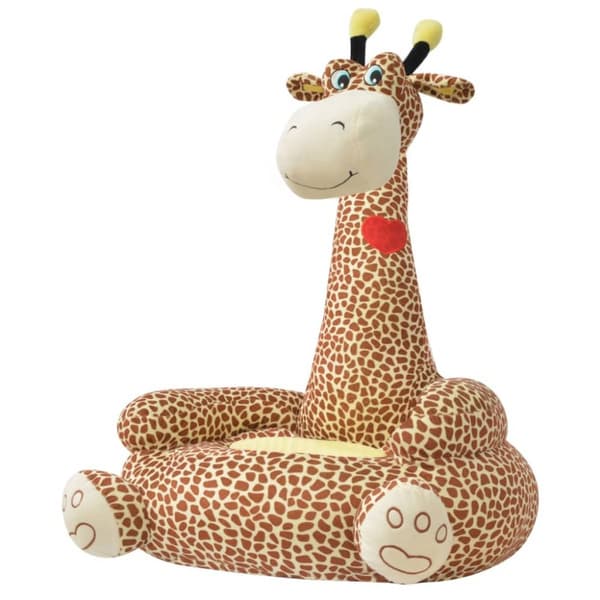 Barnstol i plysch giraff brun