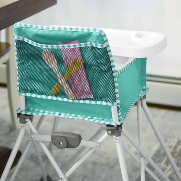 BRIGHT STARS Pop N Dine - Höga stolen för baby måltider, vikbar, resvänlig, lätt, enkel att rengöra, bärväska inkluderad
