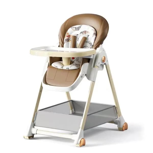 Baby højstol, justerbar højde, anti-kvælningsdesign,KHAKI