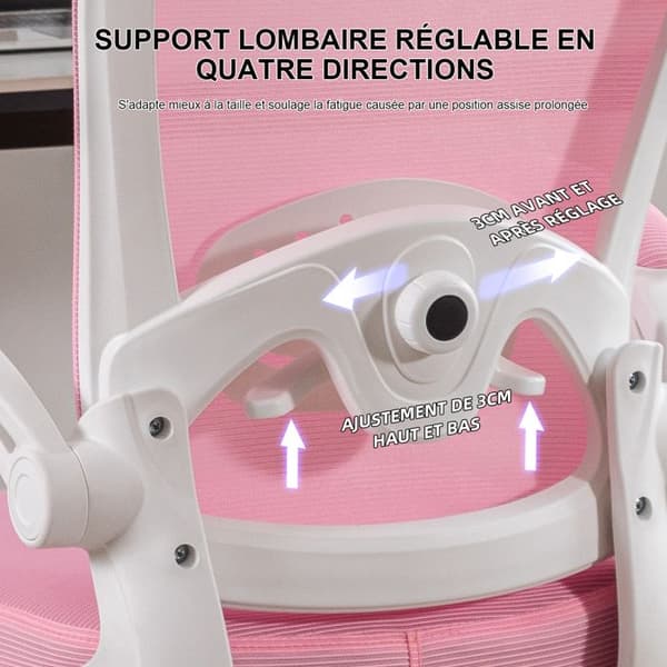 Sevencomfort - Ergonomisk lärande stol med justerbart ryggstöd - Höj- och sänkbar - Klarar 200KG - Rosa