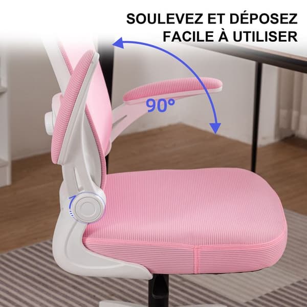 Sevencomfort - Ergonomisk lärande stol med justerbart ryggstöd - Höj- och sänkbar - Klarar 200KG - Rosa