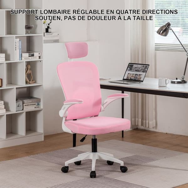 Sevencomfort - Ergonomisk lärande stol med justerbart ryggstöd - Höj- och sänkbar - Klarar 200KG - Rosa