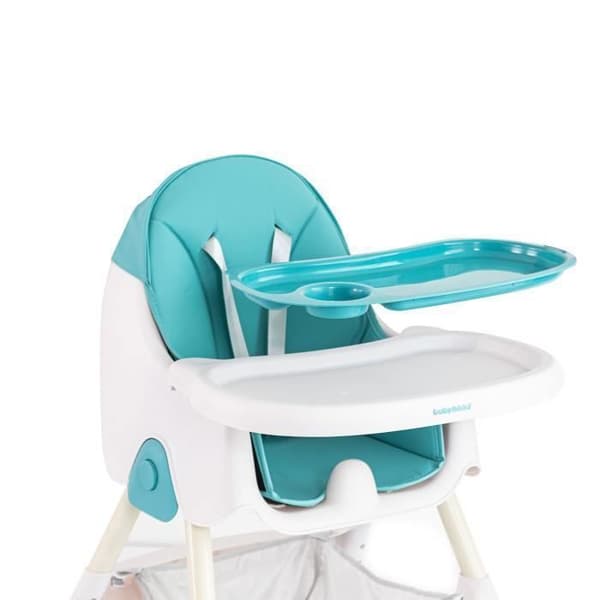 Hög stol för baby, justerbar och hopfällbar hög stol med matbord för barn - Grön