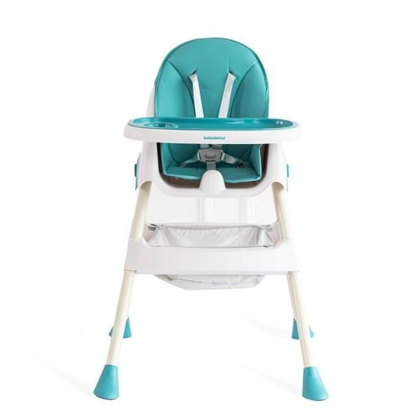 Hög stol för baby, justerbar och hopfällbar hög stol med matbord för barn - Grön