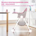 Miniatyrbild 3 av 6: K IKIDO Hög stol för baby, Evolutiv hög stol, Från 6 månader till 3 år, 2-i-1 stol med 5-punkts sele, rosa