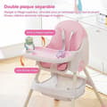 Miniatyrbild 4 av 6: K IKIDO Hög stol för baby, Evolutiv hög stol, Från 6 månader till 3 år, 2-i-1 stol med 5-punkts sele, rosa