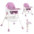 Miniatyrbild 1 av 5: K IKIDO Hög stol för baby 2 i 1, justerbar hopfällbar hög stol med matbord - Från 6 månader till 3 år - Lila