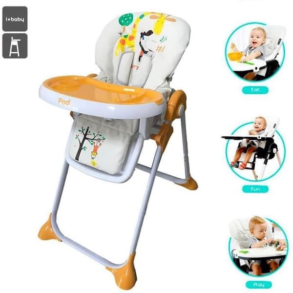 STAR IBABY Barnstol Pod Flerläges liggande orange giraffmönster