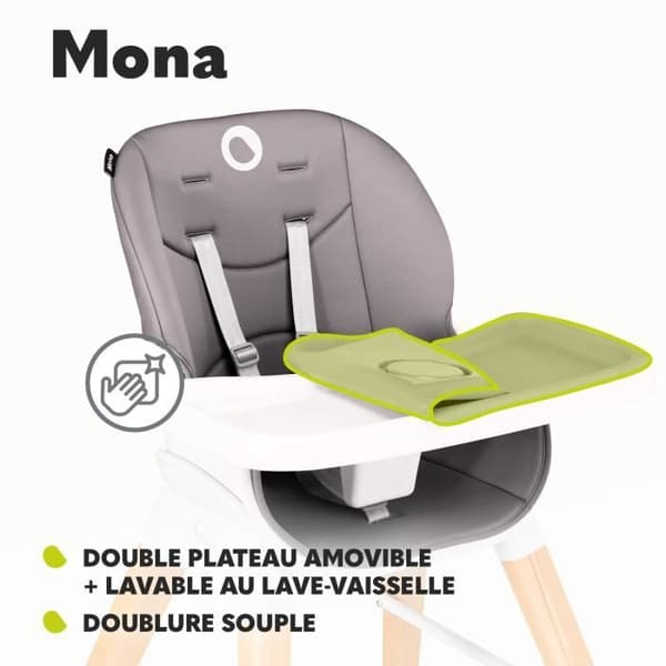 Mona barnstol justerbar skandinavisk stil - Svart Grå - LIONELO - Skalbar - 6 månader - 75 kg
