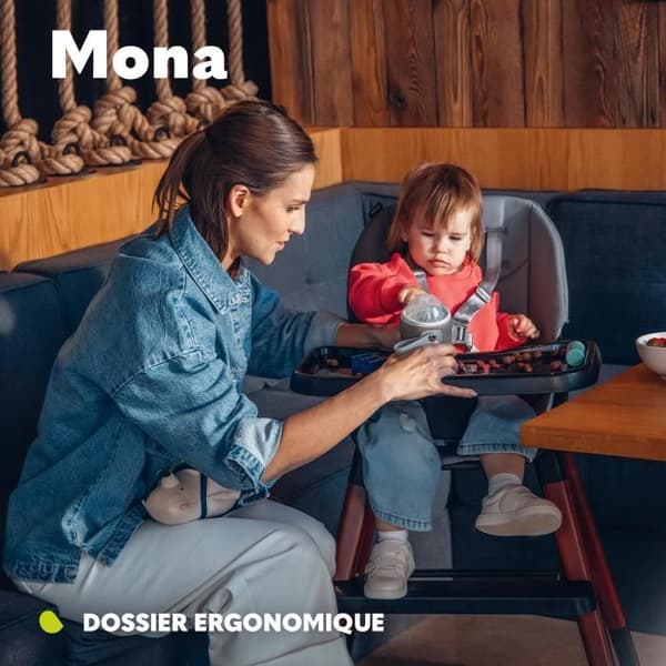 Mona barnstol justerbar skandinavisk stil - Svart Grå - LIONELO - Skalbar - 6 månader - 75 kg
