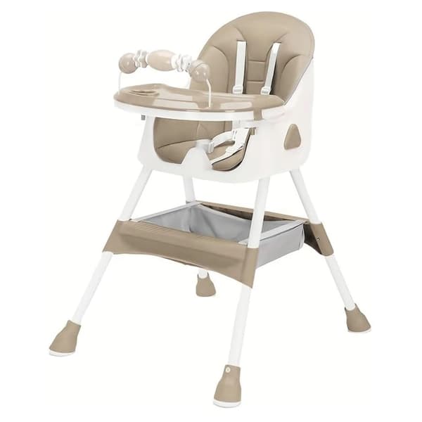 Baby højstol, 3-i-1 design, justerbar og aftagelig bakke, 5-punkts sele,Khaki