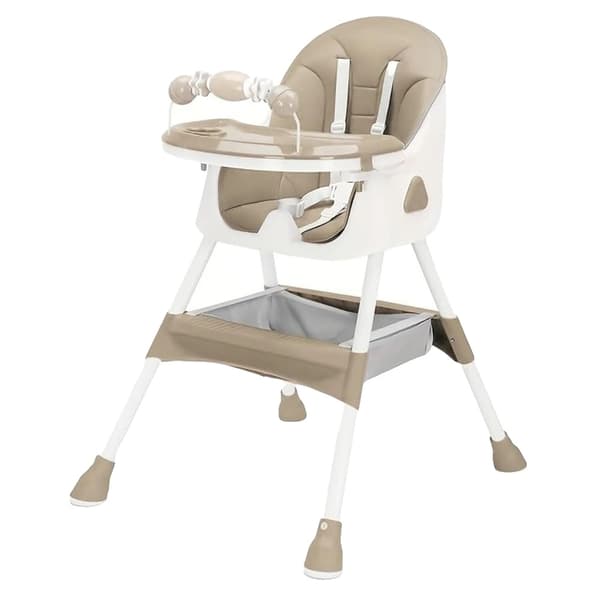 Baby højstol, 3-i-1 design, justerbar og aftagelig bakke, 5-punkts sele,Khaki