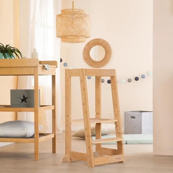 Montessori-lärtorn - ROBA - FSC-certifierad bambu - justerbar i 3 höjdnivåer - upp till 80 kg - naturlig