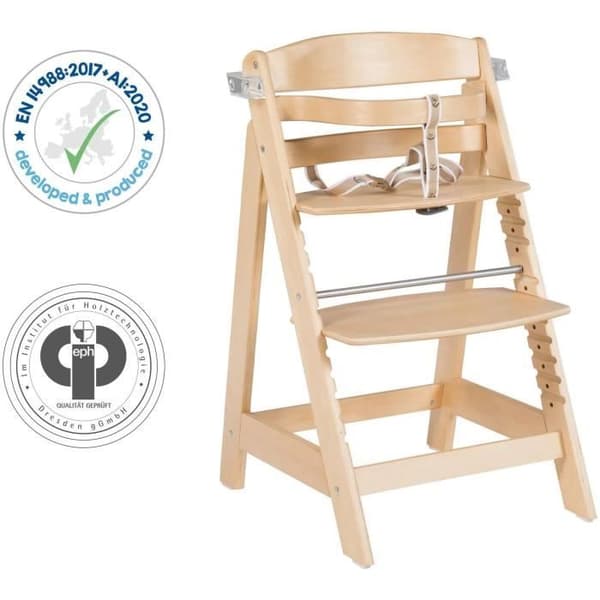 Barnstol - ROBA - SIT UP CLICK & FUN - Avtagbar matbricka - Justerbar höjd - Upp till 70 kg - Naturträ