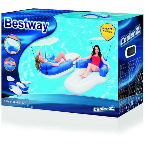 Bestway Uppblåsbar Fåtölj-solstol Coolerz The Fun Vit 198 x 104 cm