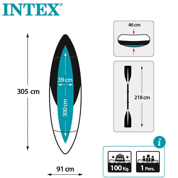 Intex Oppustelig Kajak Excursion Pro K1 Orange 305 x 91 cm