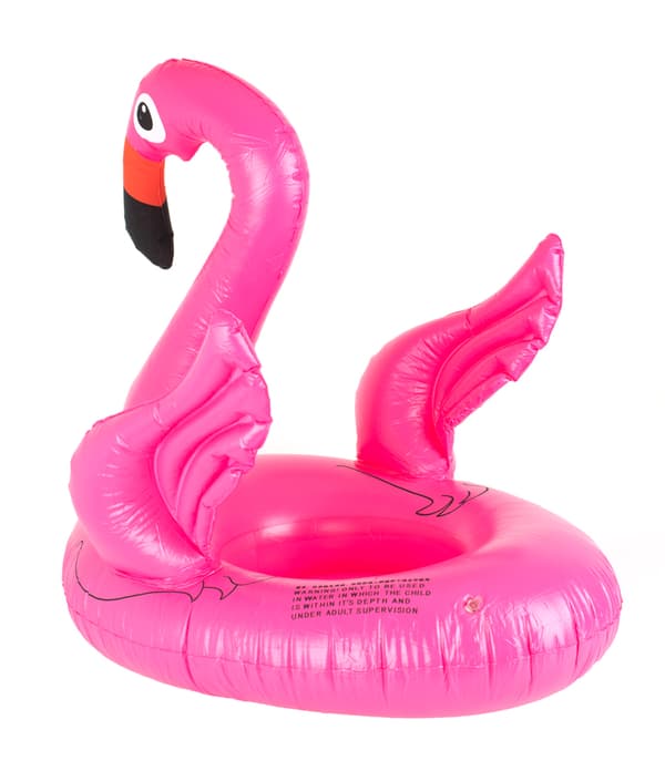 Babysimring, uppblåsbar flotte för barn med flamingosits, max 15 kg, 1-3 år gammal