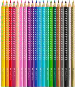 Färgpennor Sparkle Metalletui med vässare, 20-p FSC, Faber-Castell