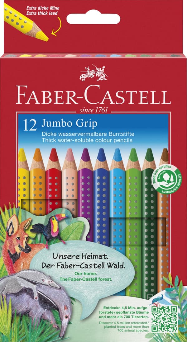 Färgpenna Jumbo Grip 12 färger Faber-Castell