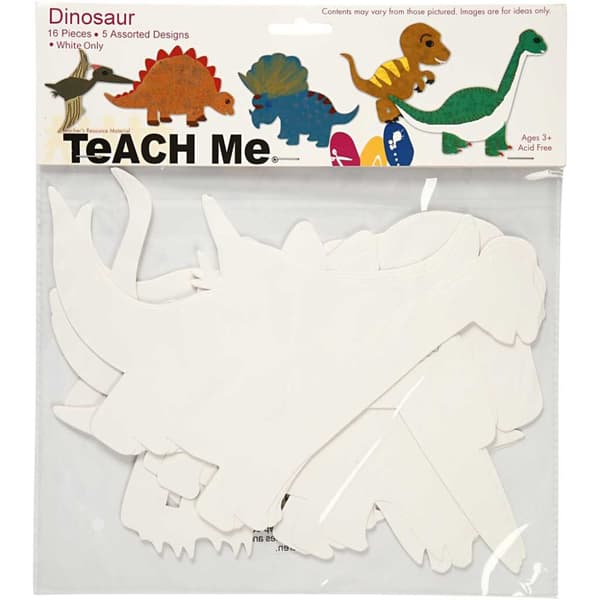 Dinosaurer, hvit, H: 15-22 cm, B: 24-25 cm, 230 g, 16 stk./ 1 pk.