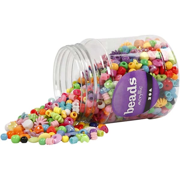 Plastperler, str. 6-20 mm, hulstr. 1,5-6 mm, 390 g, 700 ml/ 1 ds.
