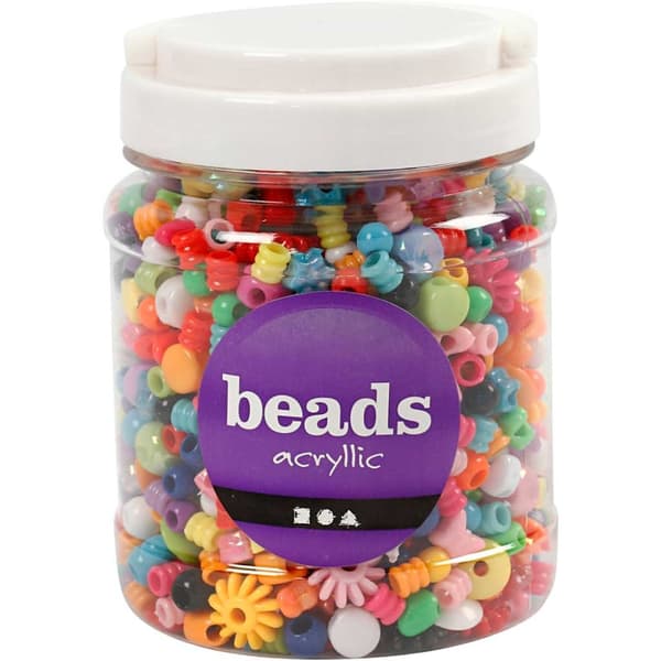Plastperler, str. 6-20 mm, hulstr. 1,5-6 mm, 390 g, 700 ml/ 1 ds.