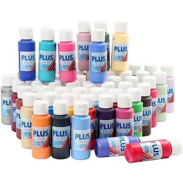 Plus Color Hobbymaling, ass. farger, 60x60 ml/ 1 pk.