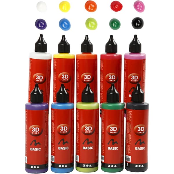 3D Liner, ass. farver, 10x100 ml/ 1 pk.