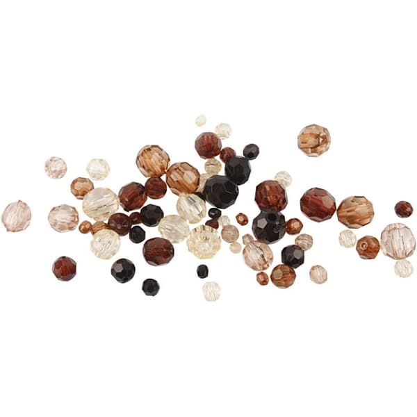 Plastpärlor Brun Facetterade 4-12 mm 45 g
