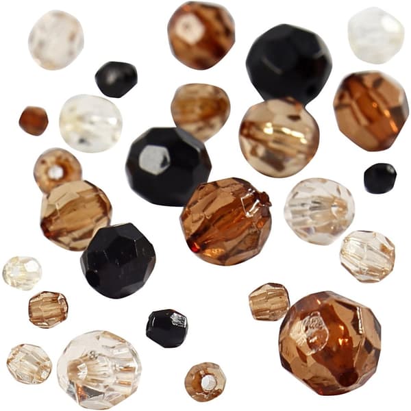 Plastpärlor Brun Facetterade 4-12 mm 45 g