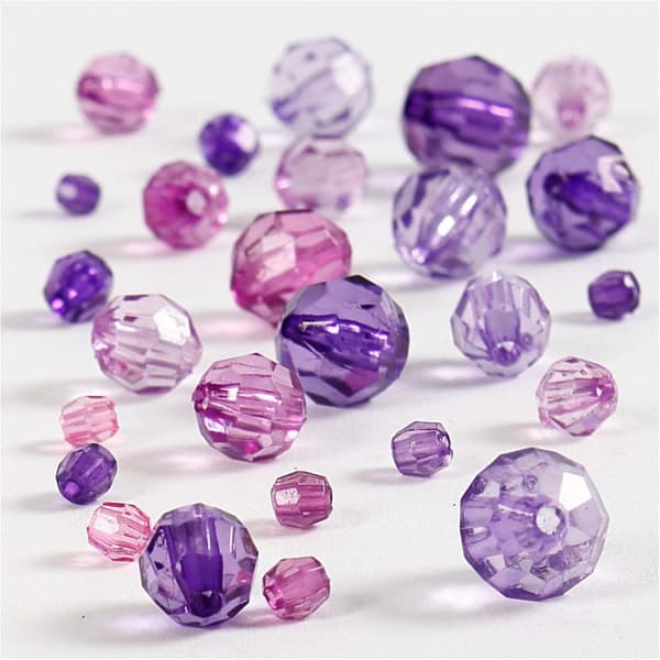 Plastpärlor Lila Facetterade 4-12 mm 45 g