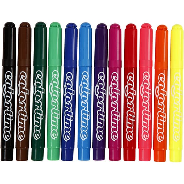 Colortime Tusch, streg 5 mm, standardfarver, 12 stk./ 1 pk.