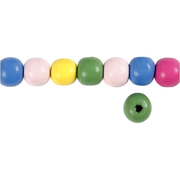 Träpärlor olika färger 10 mm Mix 22 g