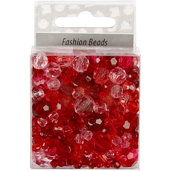 Plastpärlor Röd Facetterade 4-12 mm 45 g