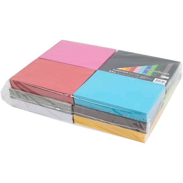 Creativ kartong, A6, ark 105x148 mm, 180 g, ass. farger, 12x100 ark/ 1 pk.