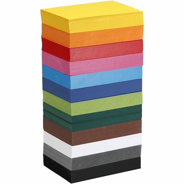 Creativ kartong, A6, ark 105x148 mm, 180 g, ass. farger, 12x100 ark/ 1 pk.