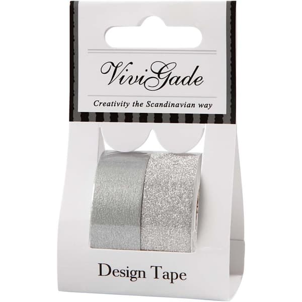 Designtape, B: 15 mm, sølv, 2 rl./ 1 pk.