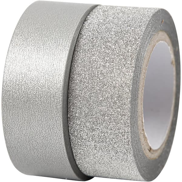 Designtape, B: 15 mm, sølv, 2 rl./ 1 pk.