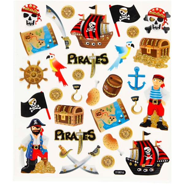 Klistermärken Glitter Pirater 1 Ark
