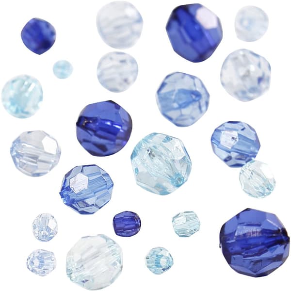 Plastpärlor Blå Facetterade 4-12 mm 45 g